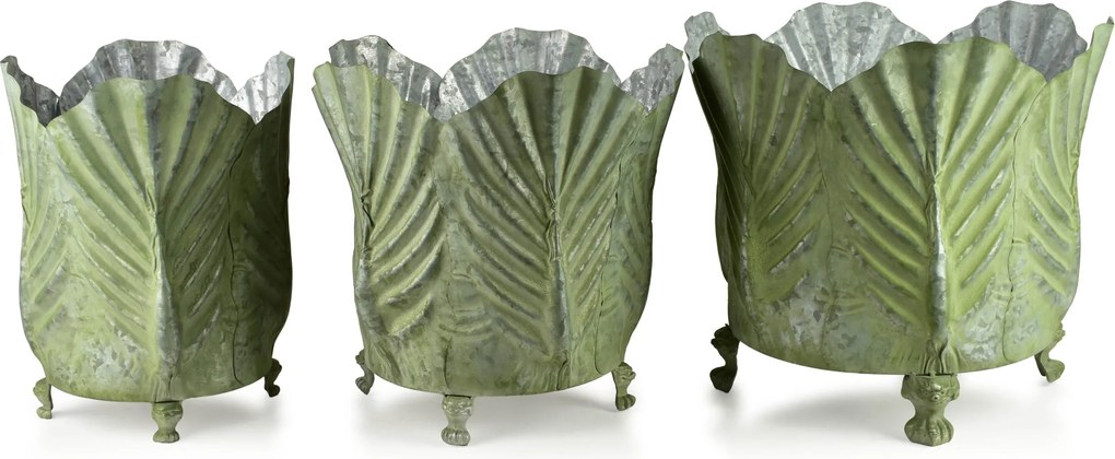 Sada 3 ks květináčů MARINA V zelená