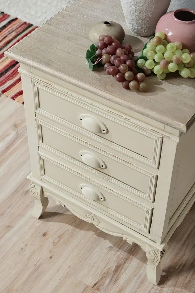 Nočný stolík Rimini 48 cm z masívu krémový