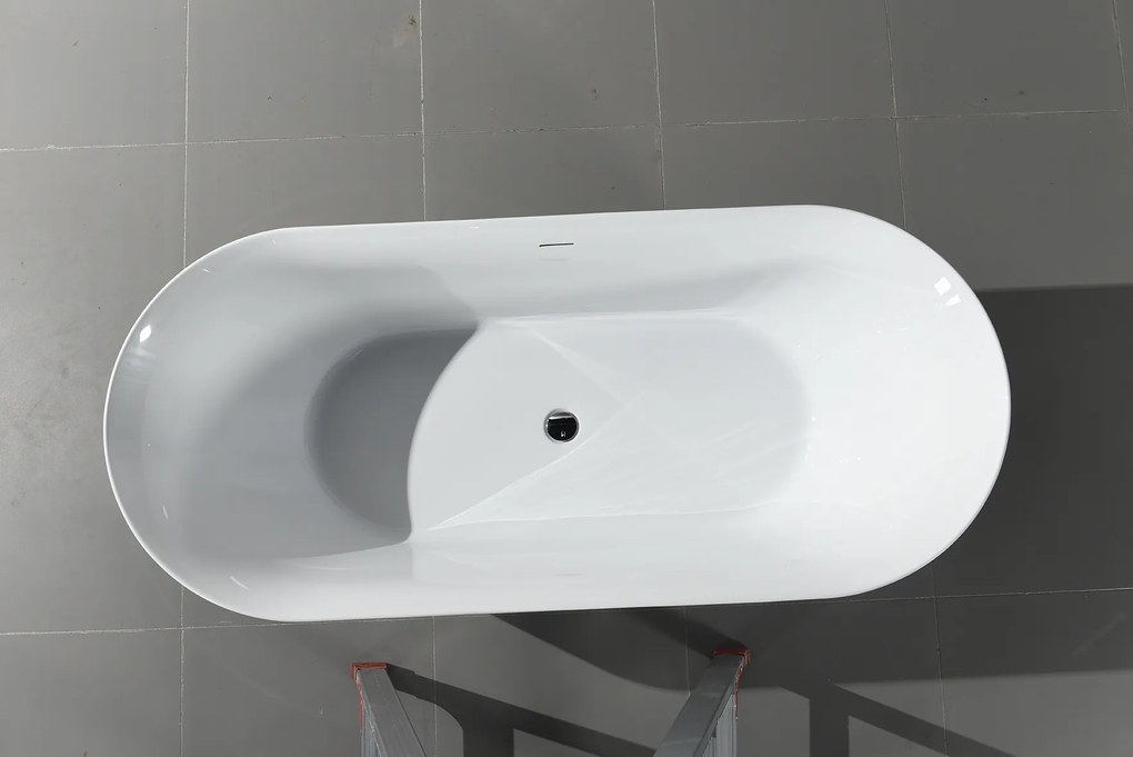 Erga Molly, voľne stojaca vaňa 150x75 cm + odtoková zátka, biela lesklá, ERG-Molly-150075-WH-WH