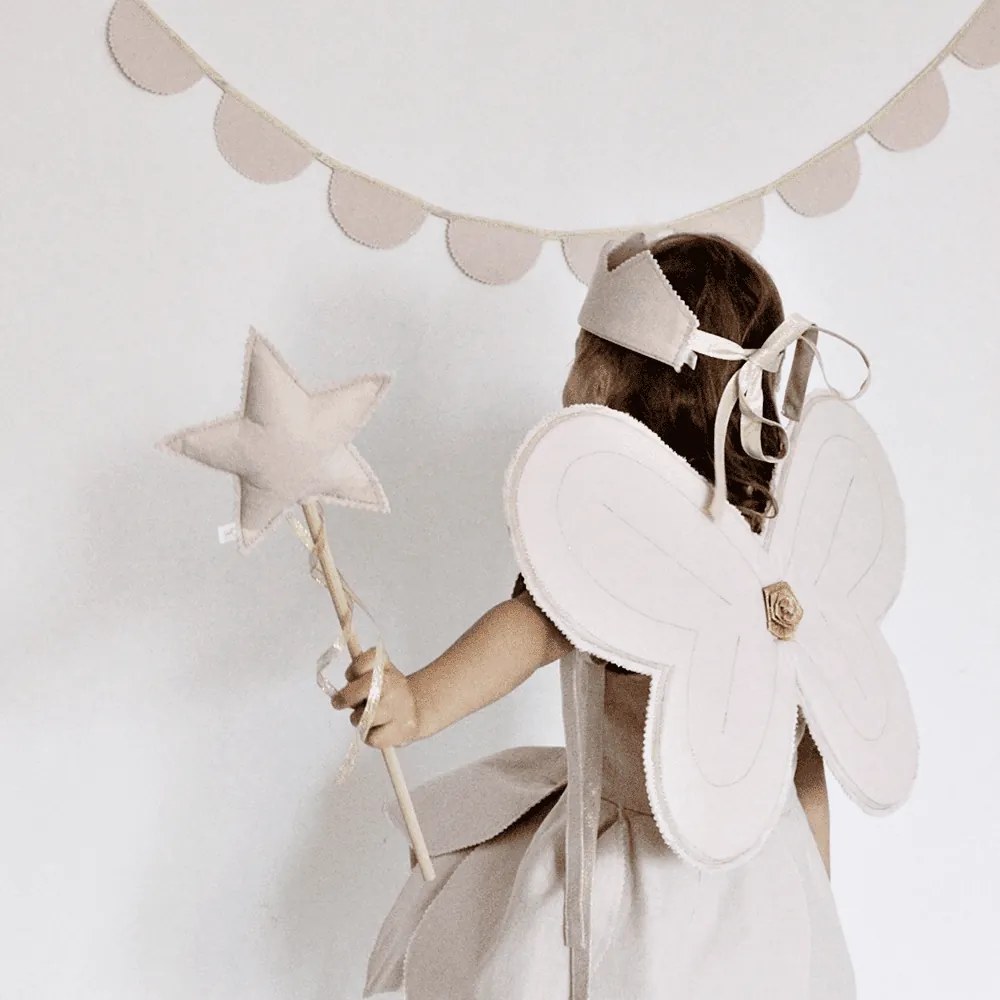 Ľanový kúzelný prútik púdrovo ružový so zlatom