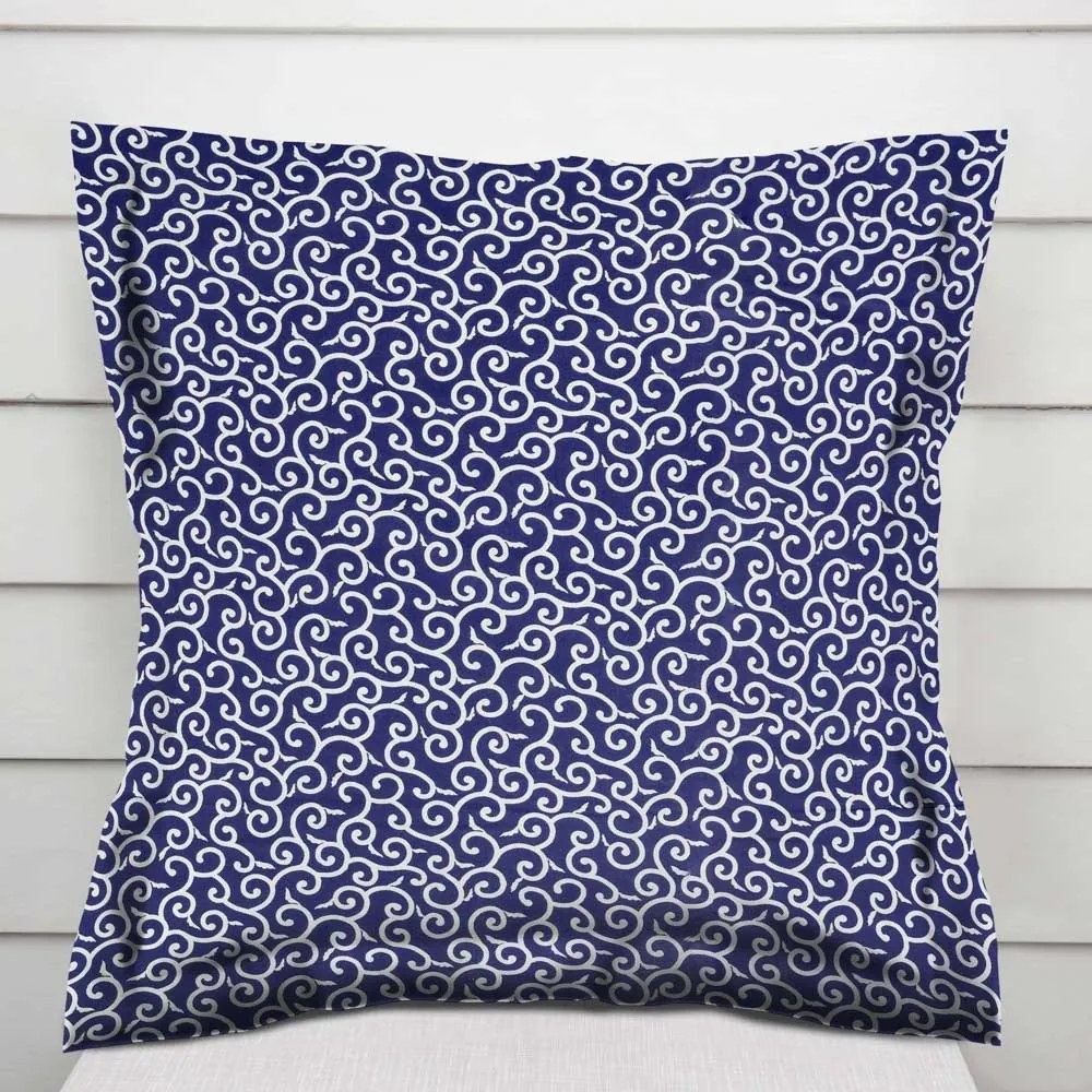 Biante Bavlnená obliečka na vankúš s lemom Sandra SA-257 Ornamenty na tmavo modrom 40 x 40 cm