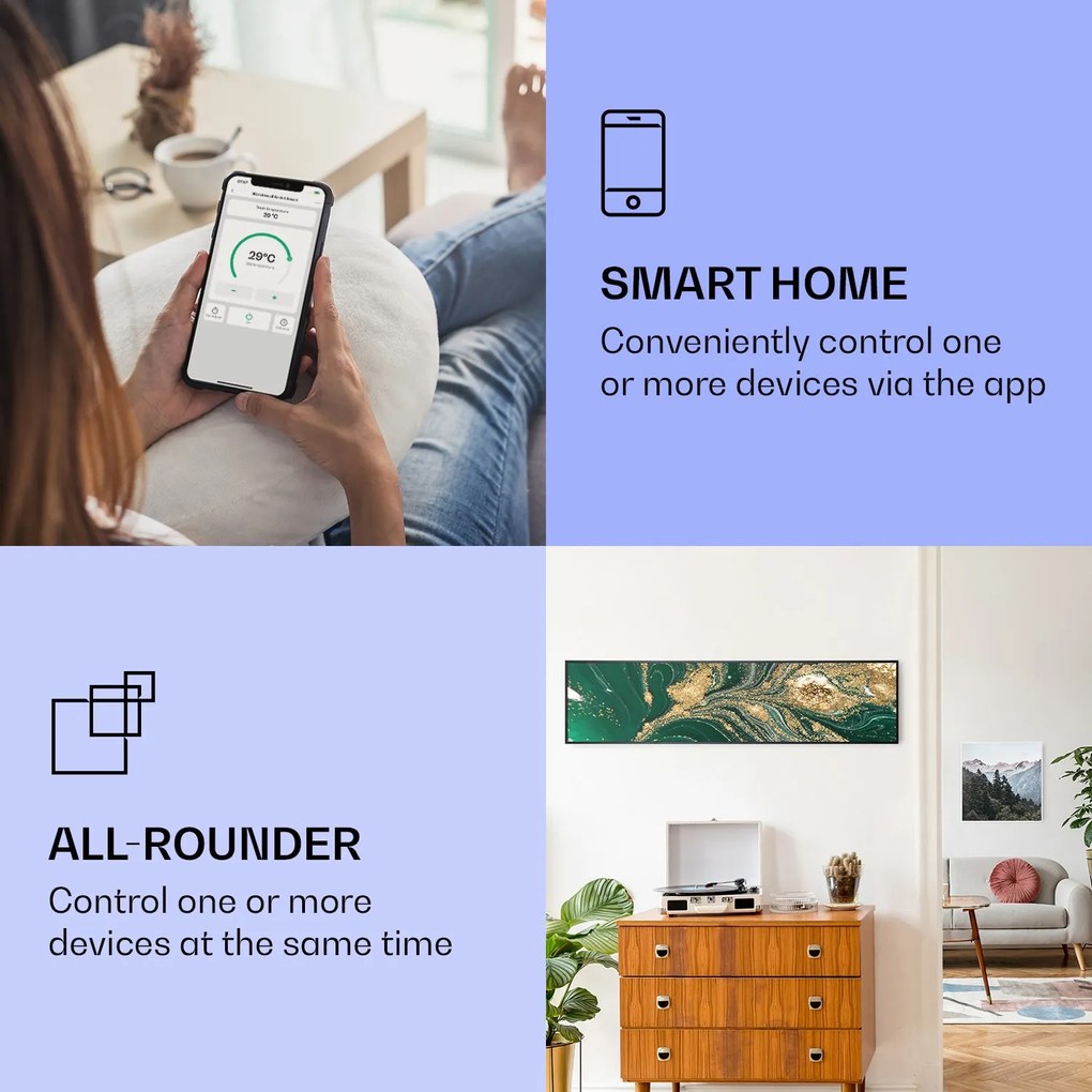 Klarstein Wonderwall Air Art Smart, infračervený ohrievač, 120 x 30 cm, 350 W, vír