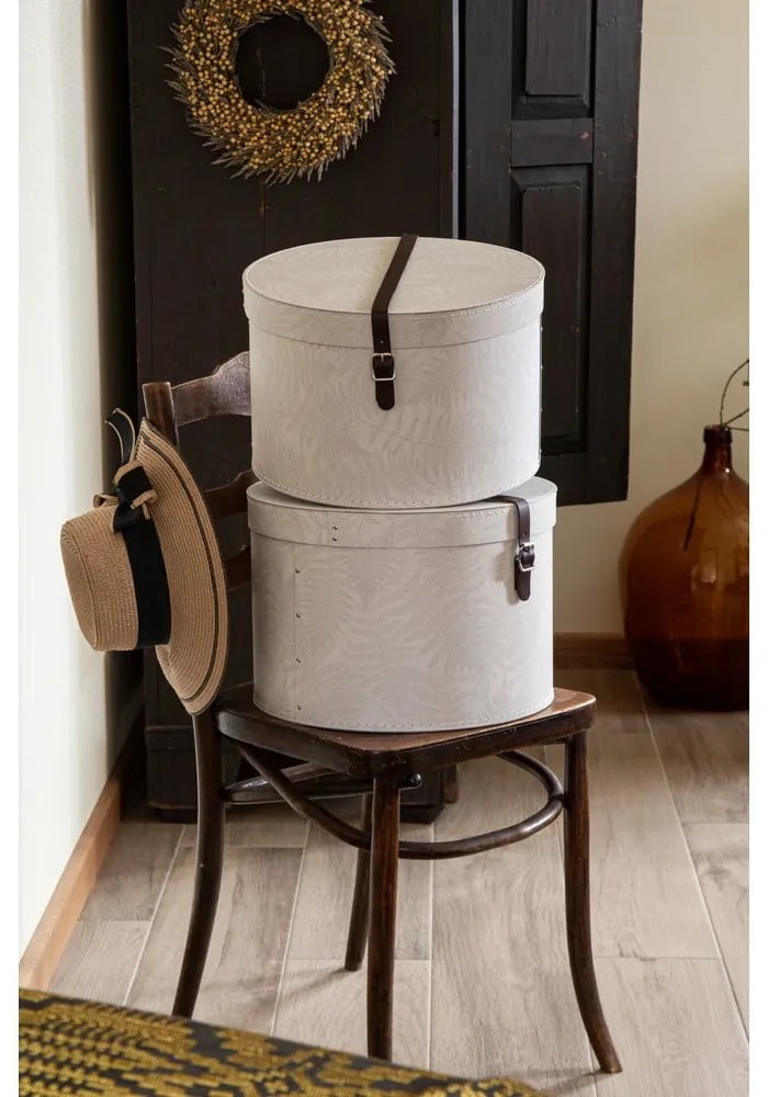 Krémovobiele kartónové úložné boxy v súprave 2 ks s vekom ø 37,5x25,5 cm Rut Paper Laminate – Bigso