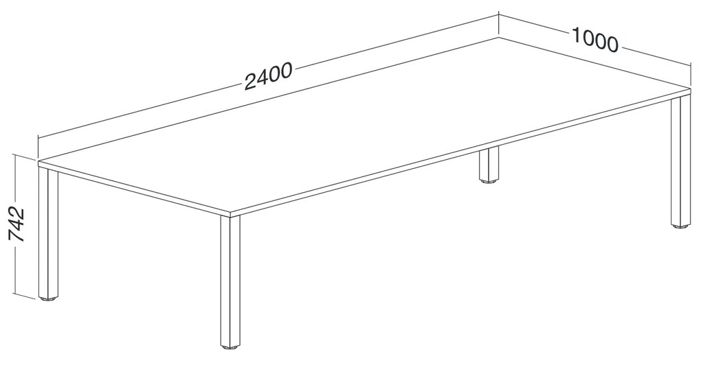 Konferenčný stôl ProOffice 100 x 240 x 74,2 cm, buk