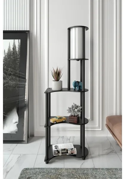 Stojacia lampa s poličkami NOTO 1xE27/40W/230V čierna