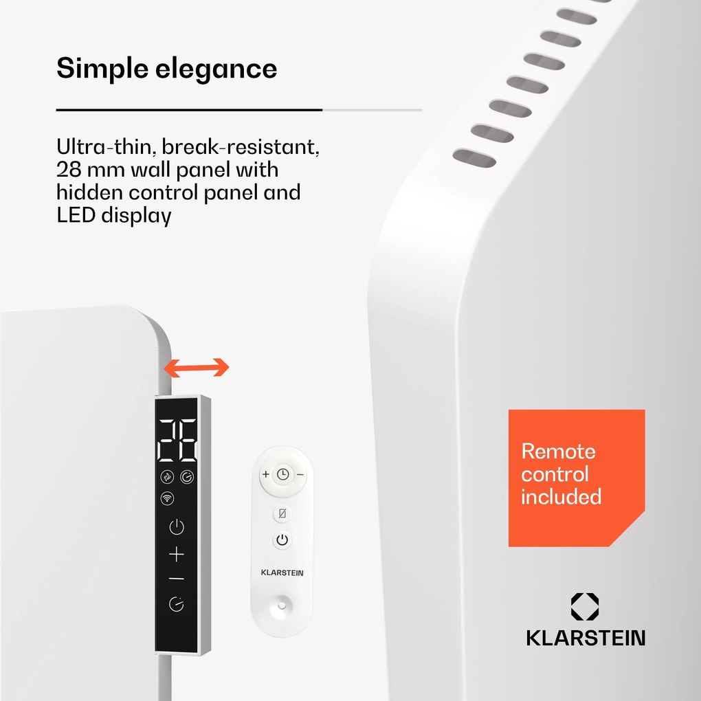 Klarstein Wonderbeam 900 Hybride Infračervený ohrievač 108 x 60 cm 900 W Týždenný časovač Diaľkové ovládanie