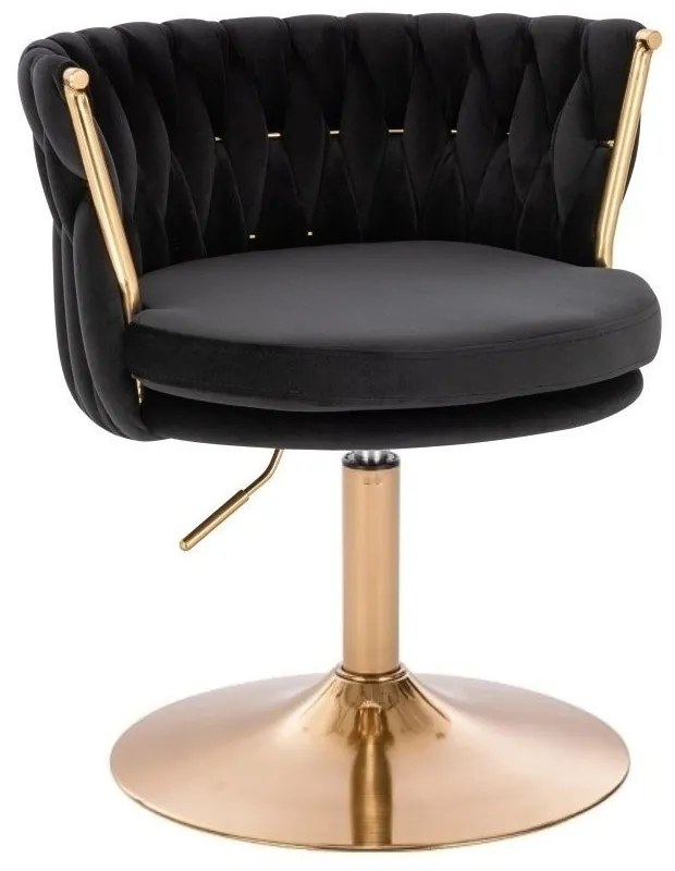 LuxuryForm DESIGN Stolička LYON VELUR na zlatom tanieri - čierna