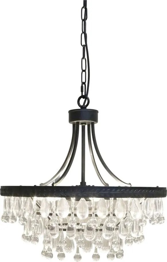 Čierny antik luster s kvapkovitými kryštálmi Versailles - 50*49cm/ E14/ 40W