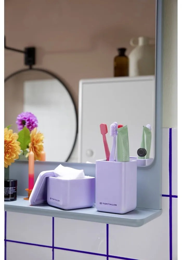 Fialový téglik na zubné kefky z polyresínu Tom Tailor T-Rounded – Wenko