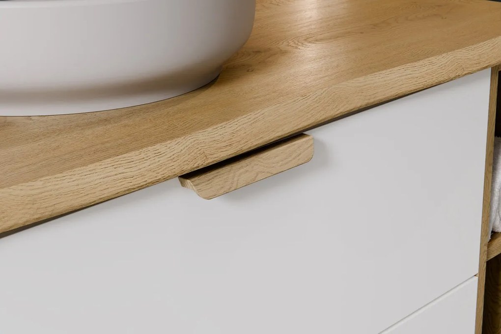 Závěsná skříňka pod umyvadlo Aster s deskou 60 cm bílá/dub cremona