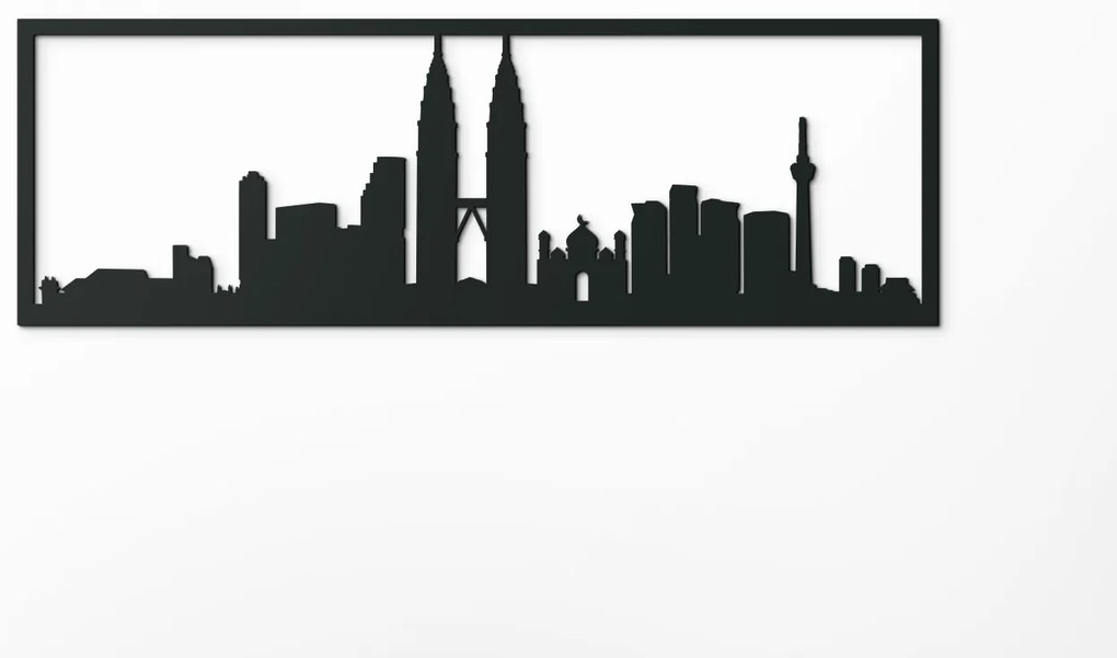 drevko Obraz Kuala Lumpur panoráma Rozmer obrazu: 29,5 x 89 cm, Farba dekorácie: Čierna