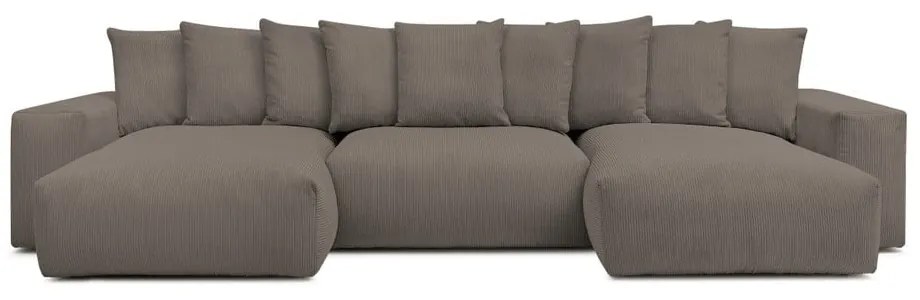 Sivo-hnedá menčestrová rohová pohovka Voltaire – Bobochic Paris