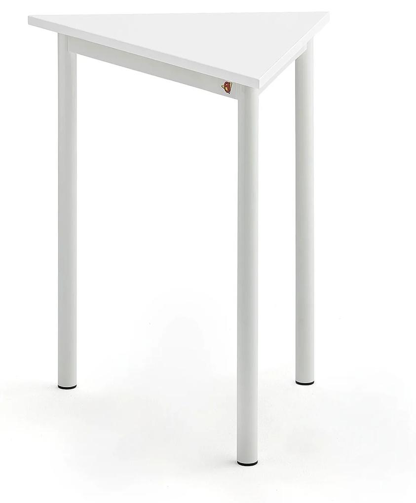 Stôl SONITUS TRIANGEL, 700x600x720 mm, HPL - biela, biela
