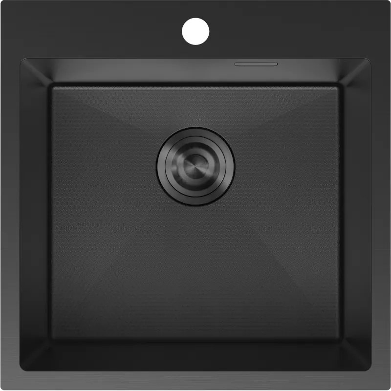 Mexen Solix, 1-komorový nerezový drez 500 x 500 mm, čierna, vzor voština, 6407501000-70HC