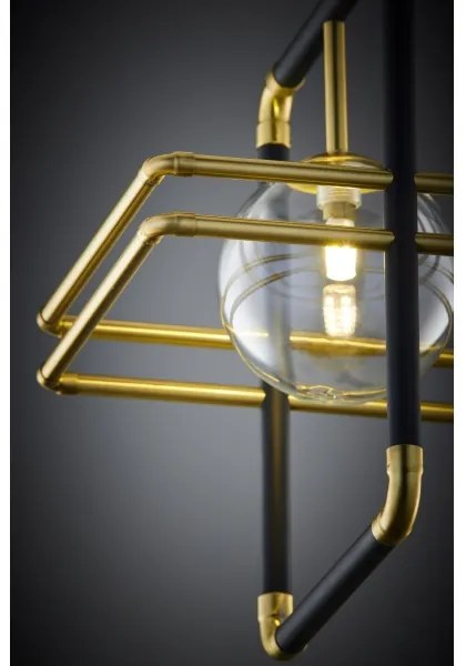 Jupiter 2028 - Luster na lanku FIORI 1xG9/10W/230V čierna/zlatá/číra