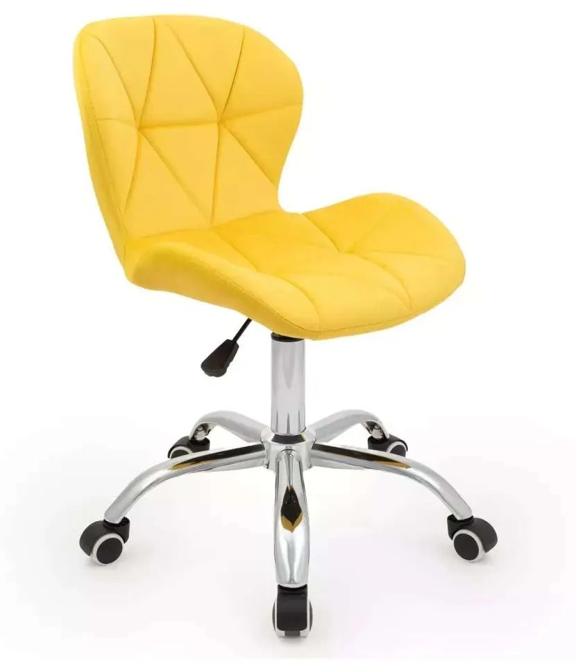 LuxuryForm DESIGN Stolička LIVIO VELUR na striebornej podstave s kolieskami - žltá