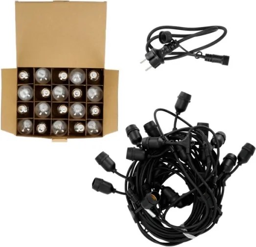 LED Vonkajšia dekoračná reťaz BAJA ST64 20xE27/1W/230V 20,9m IP44 teplá biela