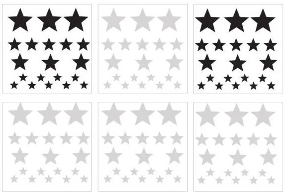 Samolepka do dětského pokoje sada hvězdy šedá a černá 3-8cm