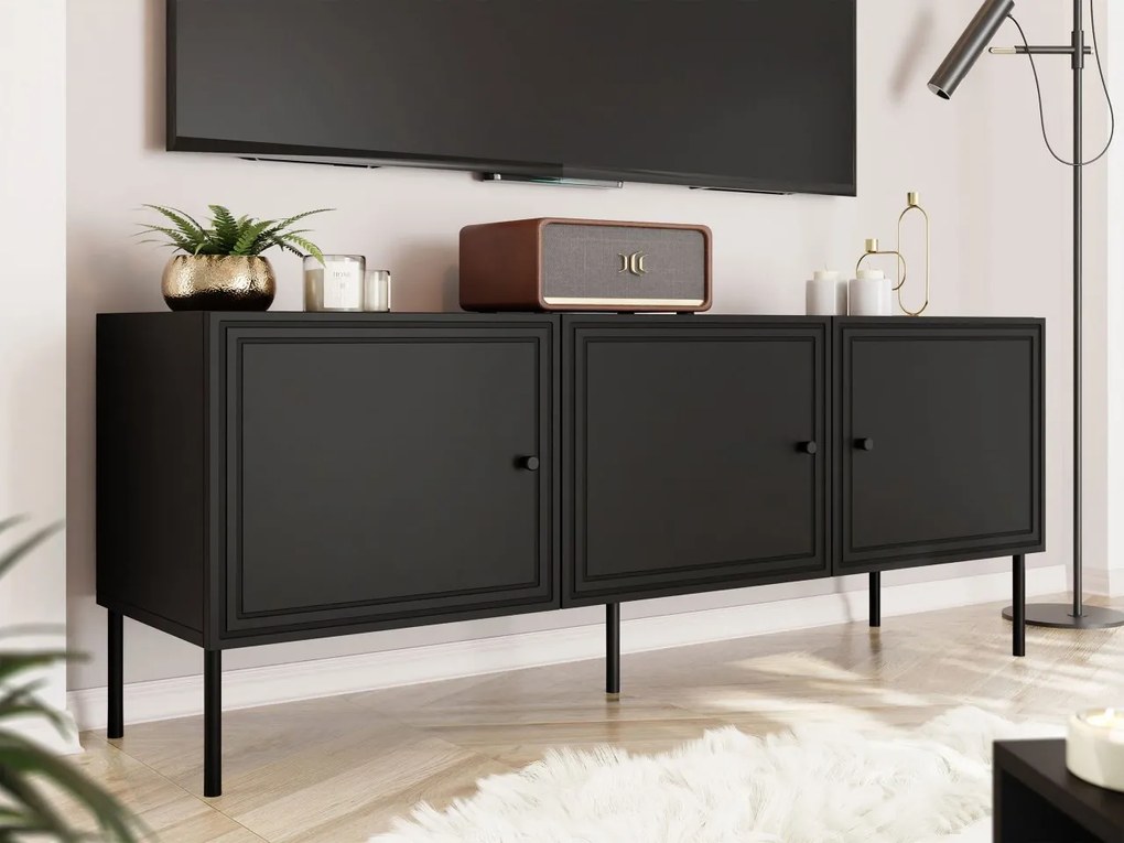 TV Stolík/Skrinka Bis 150 3D, Farby: čierna
