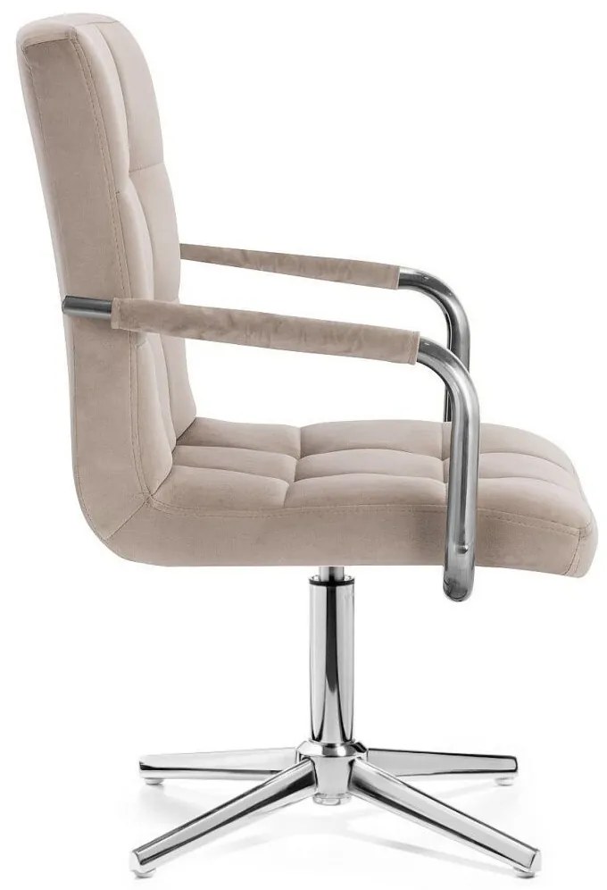 LuxuryForm DESIGN Otočná stolička VERONA VELUR na striebornom kríži - latte