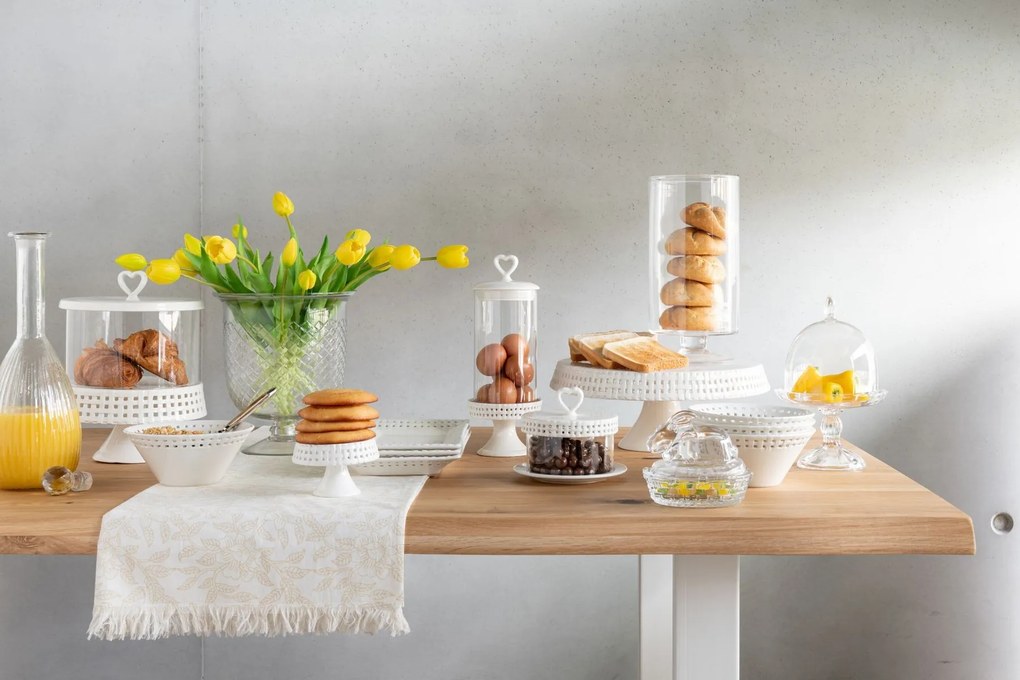 Biely keramický podnos na nohe Hella White S - Ø 11*7cm