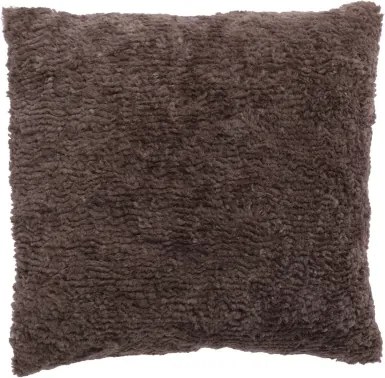 Dekoračný chlpatý vankúš Jane 45x45 cm, tmavo hnedý%