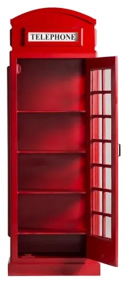 furniture-nabytek.cz - Masívna vitrína London police v červenej farbe, lakovaná, z mangového dreva – 64×40×185 cm