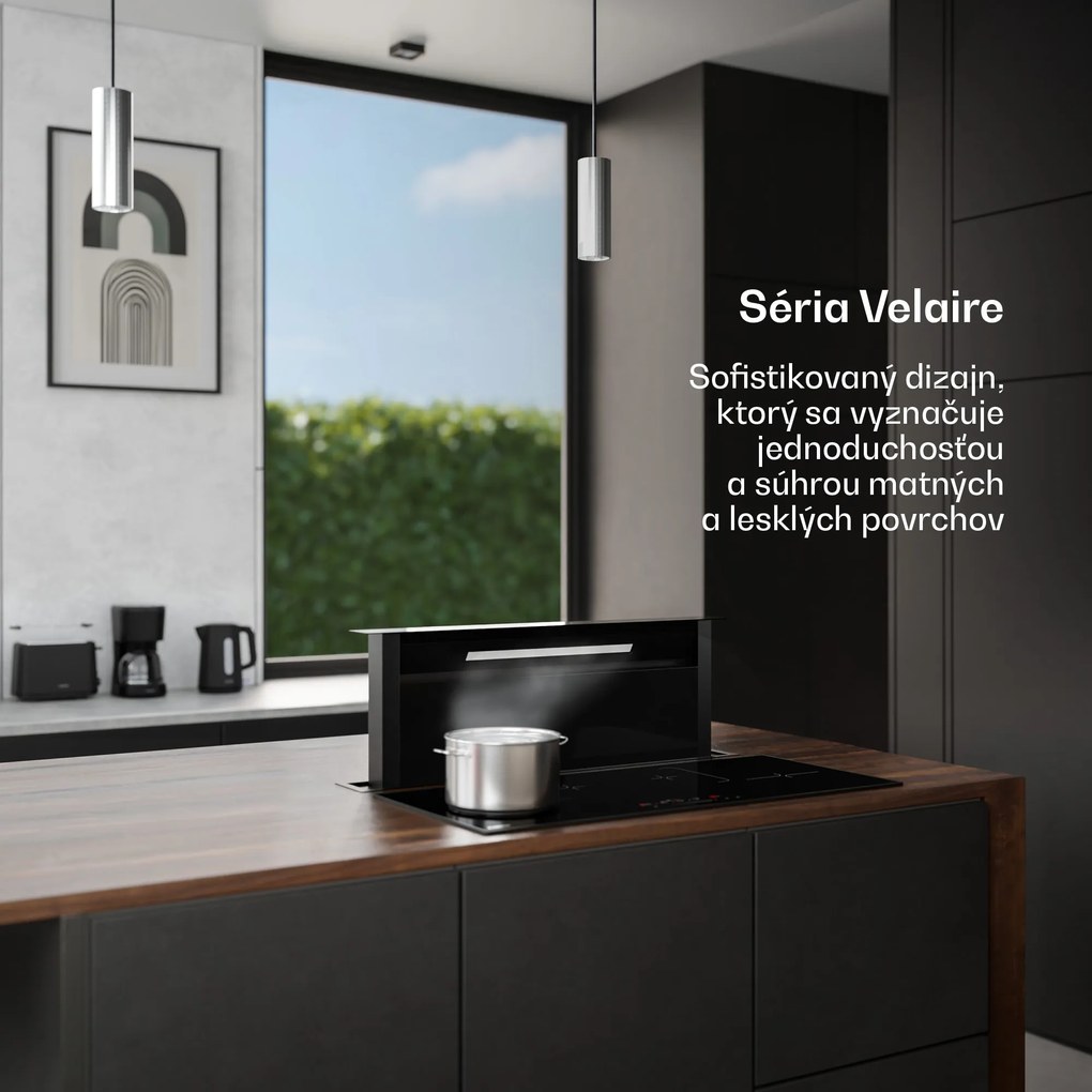 Klarstein Velaire Downdraft systém | Elegantný, minimalistický, výkonný | Trieda A++ | 906 m³/h | 90 cm
