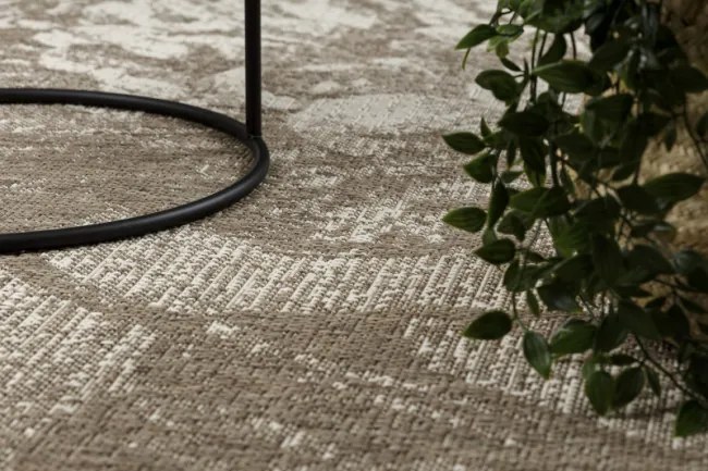 Koberec šnúrkový SIZAL FLOORLUX 20491 KVETY šampanské/tmavosivý
