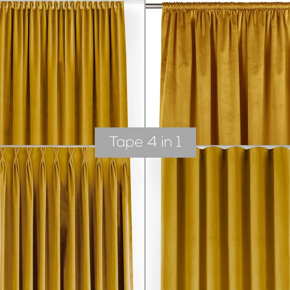 Zamatový dimout záves v horčicovej farbe 400x270 cm Velto – Filumi