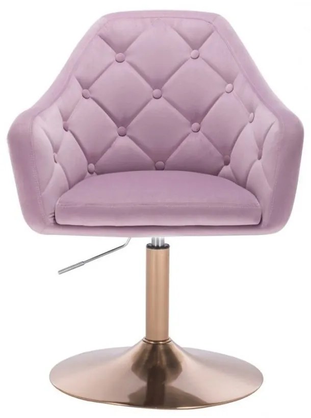 LuxuryForm DESIGN Kreslo ANDORA VELUR na zlatom tanieri - levanduľa