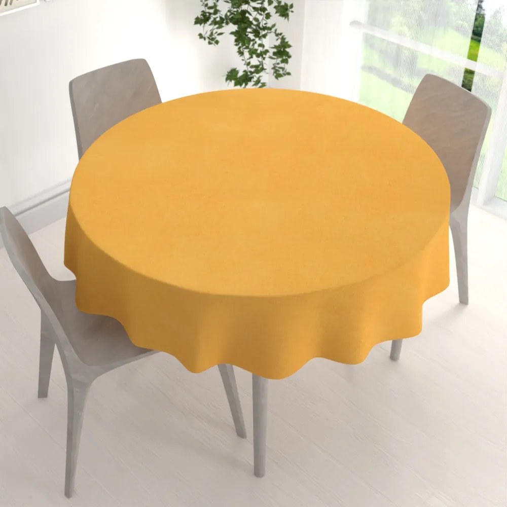 Biante Dekoračný okrúhly obrus BKW-211 Horčicový žíhaný Ø 120 cm