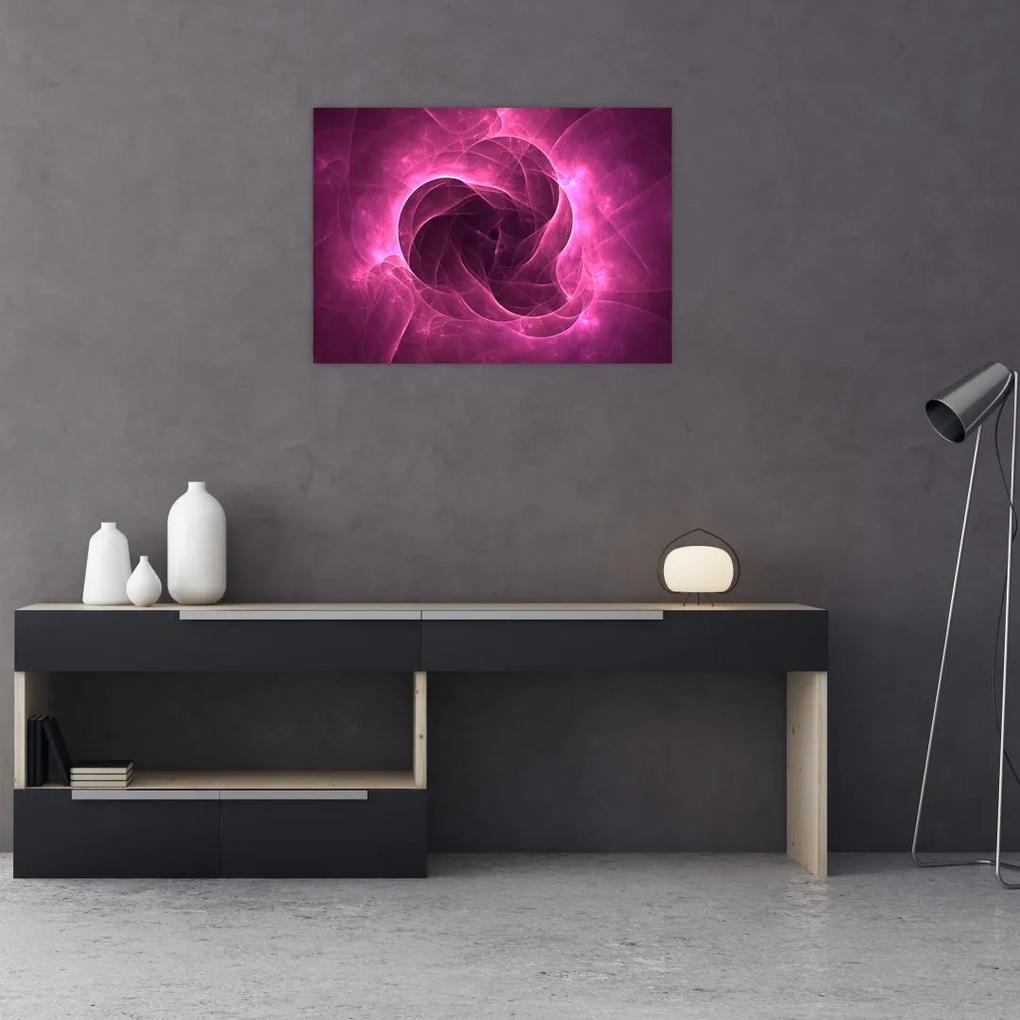 Sklenený obraz modernej ružovej abstrakcie (70x50 cm)