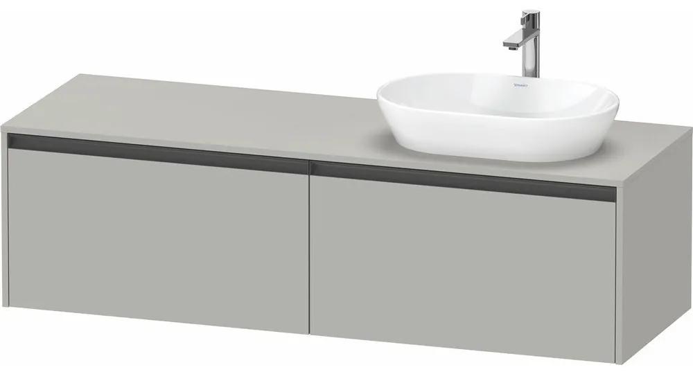 DURAVIT Ketho 2 závesná skrinka pod umývadlo na dosku (umývadlo vpravo), 2 zásuvky, 1600 x 550 x 459 mm, betón šedá matná, K24889R07070000