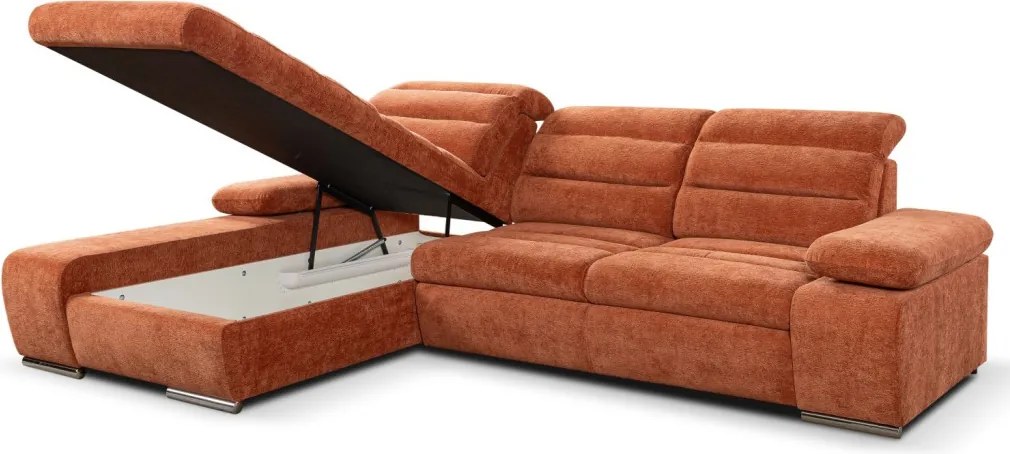 Rohová sedačka Kornelia, terakota štruktúrovaná tkanina, ľavý roh