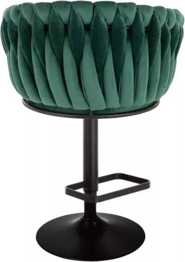 LuxuryForm DESIGN Barová stolička NORDEN VELUR na čiernom tanieri - zelená