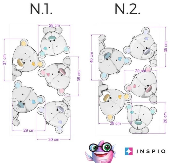 Nálepky okolo dverí - Sivé medvede I.
