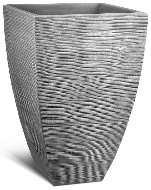 Ryhovaný kvetináč 40 x 40 x H 60 cm sivý