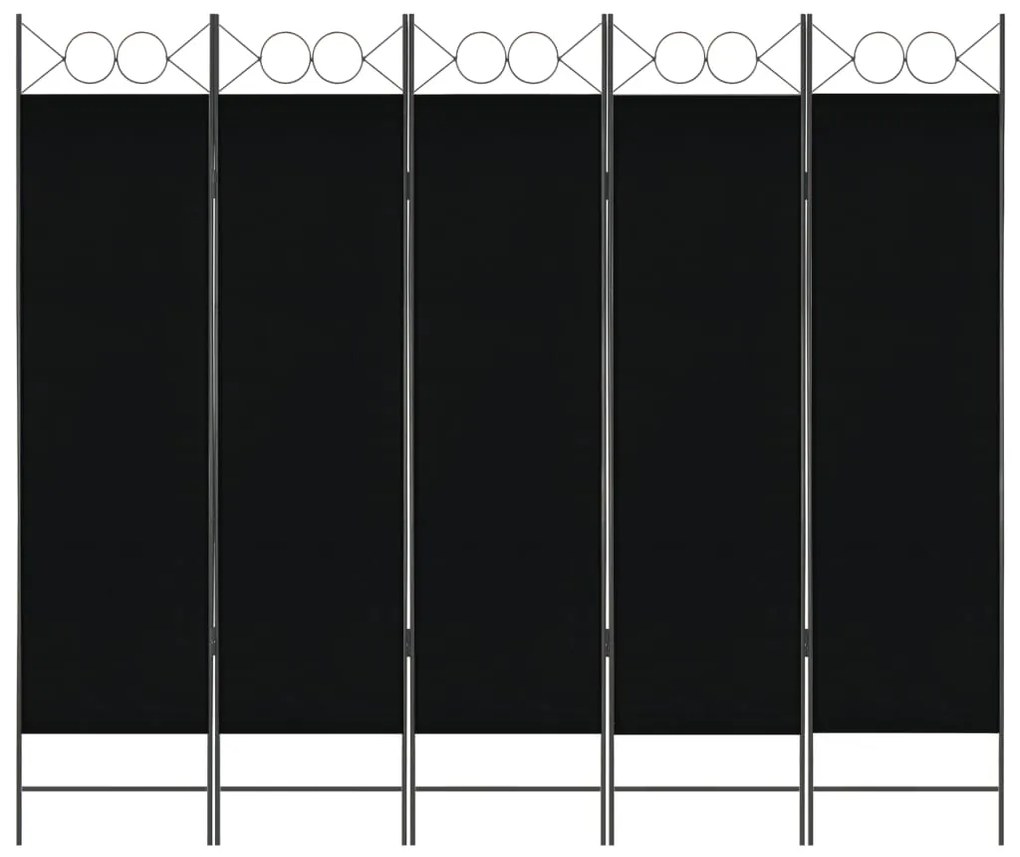 vidaXL 5-panelový paraván čierny 200x180 cm