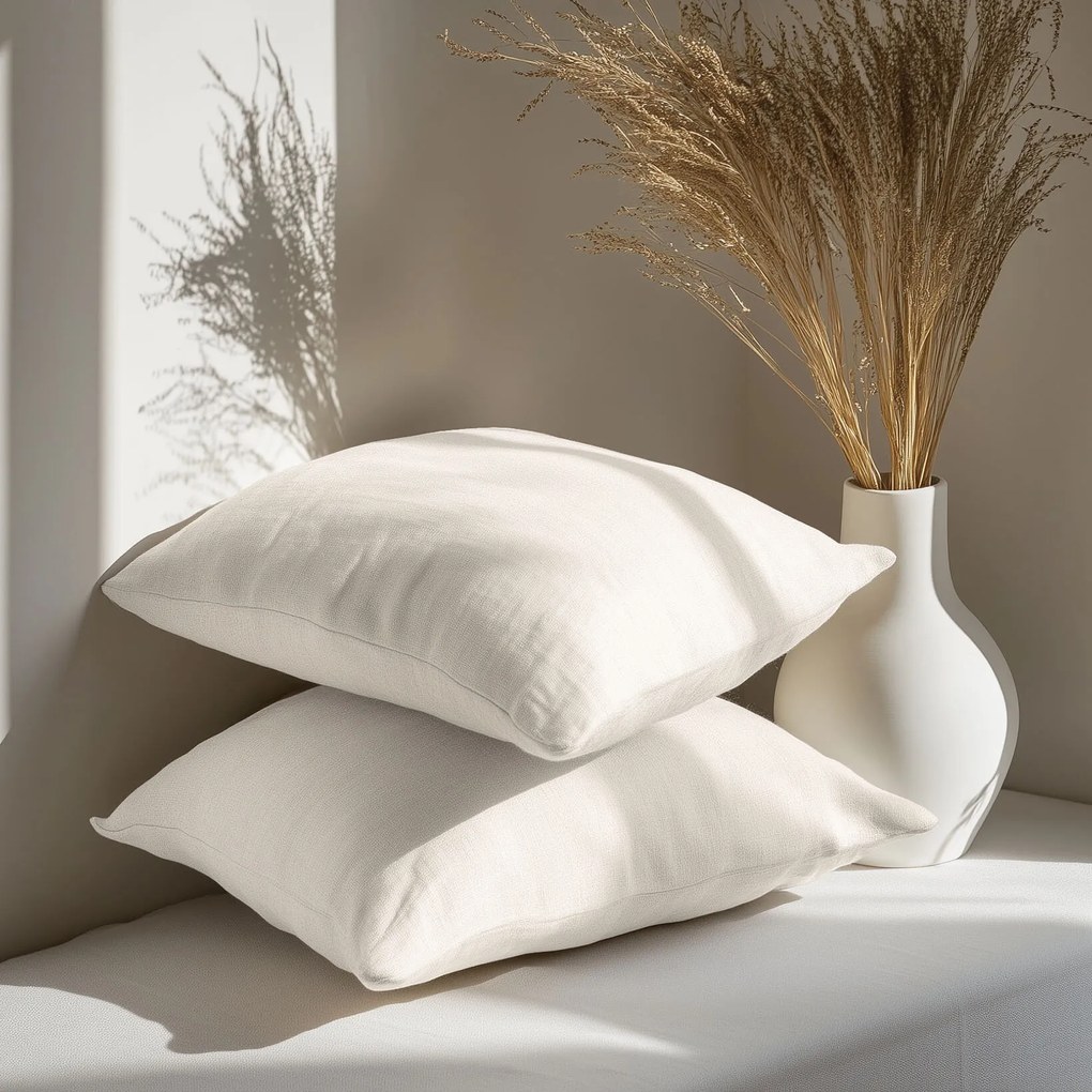 Goldea obliečka na vankúš z ľanovej zmesi - slonová kosť 50 x 60 cm