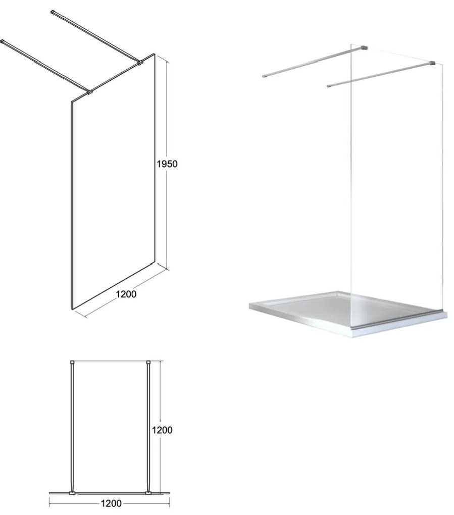 D‘Eluxe - SPRCHOVÉ ZÁSTENY - Sprchová zástena WALKER WR6D 90-140xcm sprchové zásteny Walk In číre 8 čierna univerzálna - ľavá/pravá 2 x 120cm 110 195 110x195