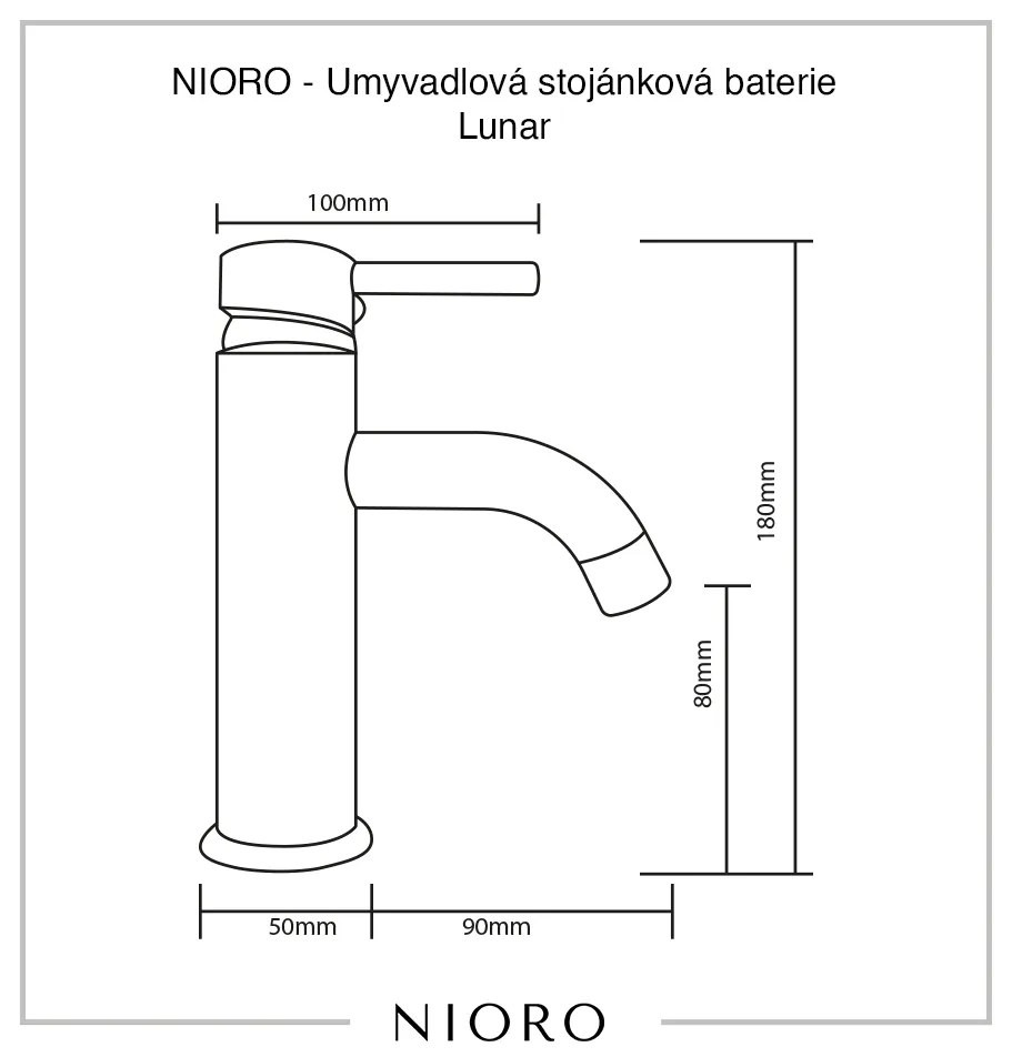 Tuana Lunar, umývadlová stojanková batéria h-180, čierna matná, CER-TU-427519