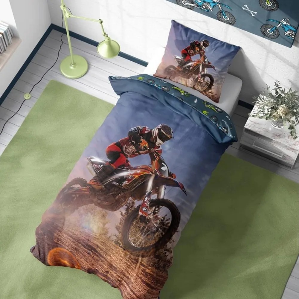 Bavlnené posteľné obliečky Motokros