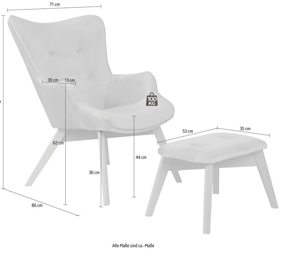 Zamatové kreslo s podnožkou v levanduľovej farbe Niko – Ropez
