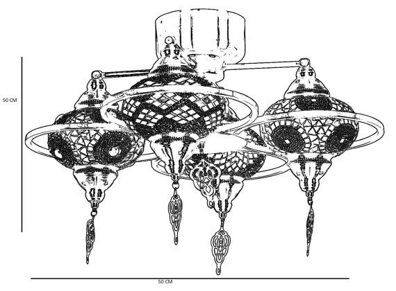 Prisadený luster YENI 4xE27/40W/230V mosadz