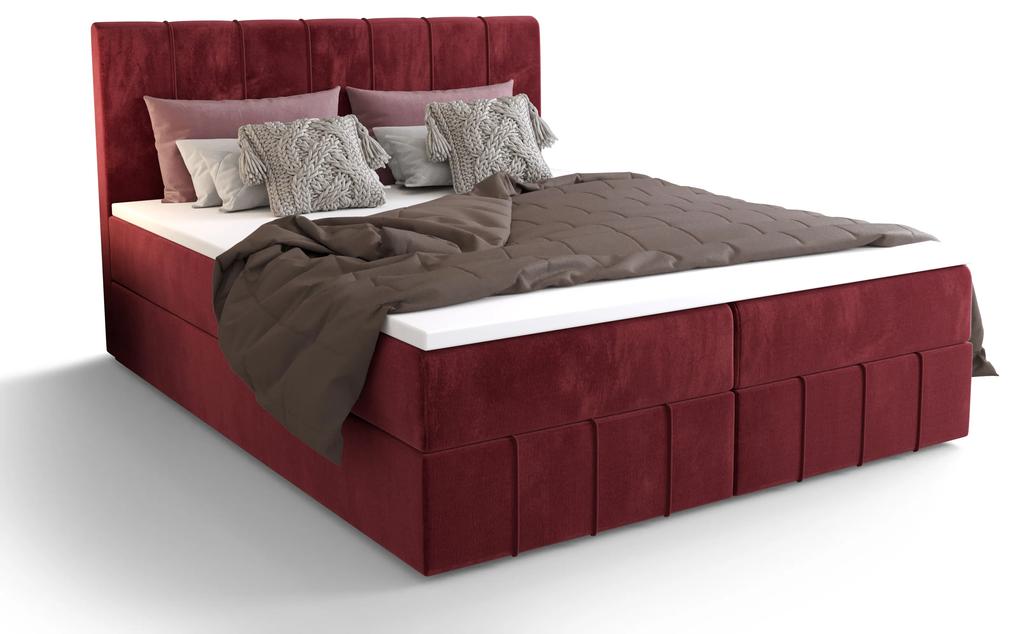 Manželská posteľ Boxspring 140 cm Barack Comfort (bordová) (s matracom a úložným priestorom). Vlastná spoľahlivá doprava až k Vám domov. 1055784
