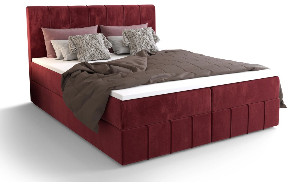 Manželská posteľ  Boxspring 180 cm Barack (bordová) (s matracom a úložným priestorom). Akcia -20%. Vlastná spoľahlivá doprava až k Vám domov. 1046398