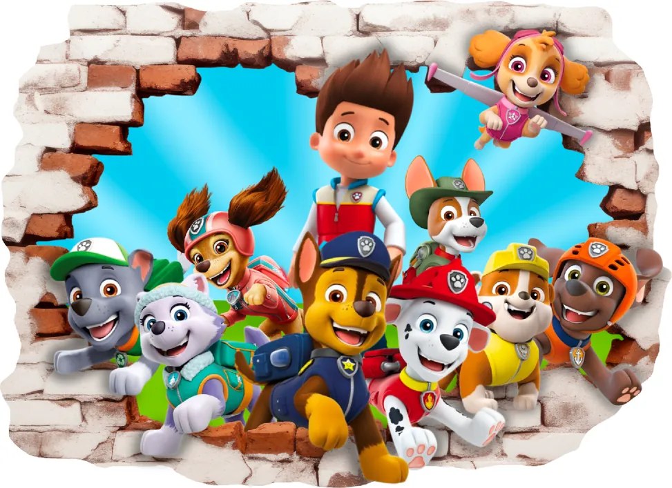 80x60cm PAW Patrol - textilná nálepka na stenu