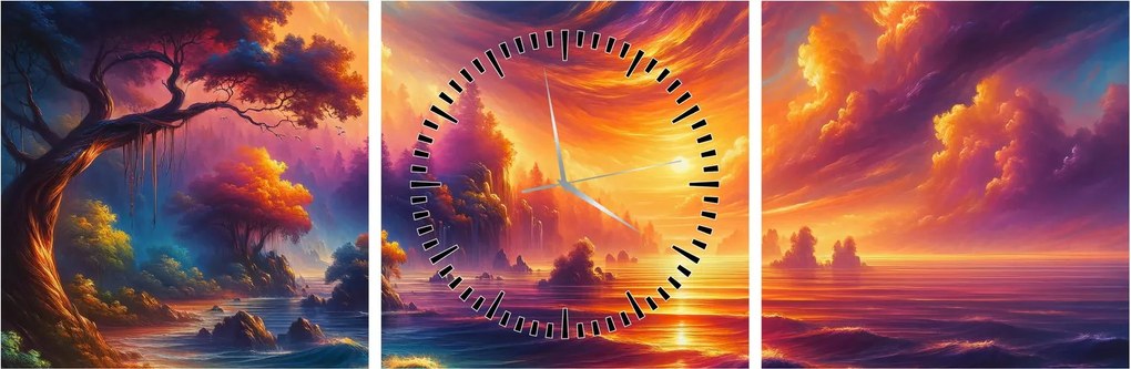 Obraz - Magický svet (s hodinami) (90x30 cm)
