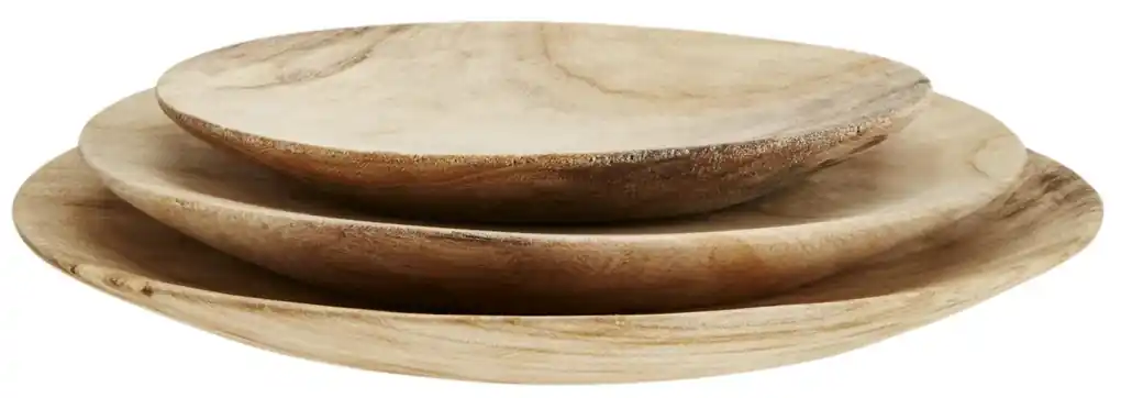 MADAM STOLTZ Drevené taniere Wood - set 3 ks | BIANO